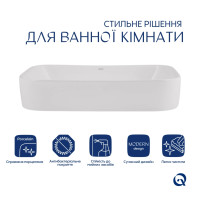 Комплект Qtap Scorpio: Раковина накладна 550x390x120 мм, White, прямокутна + Донний клапан Pop-up PU02 (QT14112243WN48463)