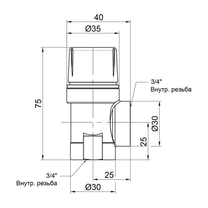 Запобіжний клапан Icma 3/4" ВР 2,5 бар №241 (91241AEAE)