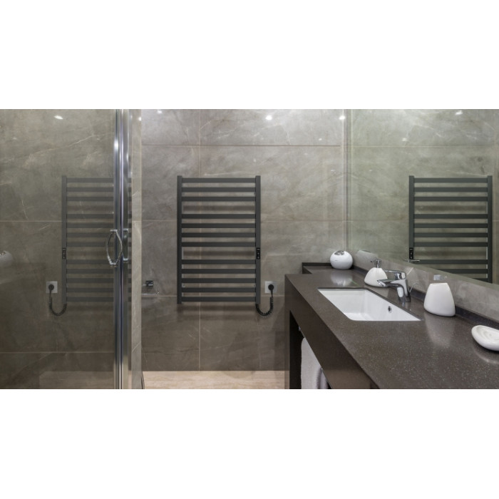 Рушникосушка Hygge Family електрична Oxford, 770х530х80мм, таймер-регулятор, сталь, чорний матовий