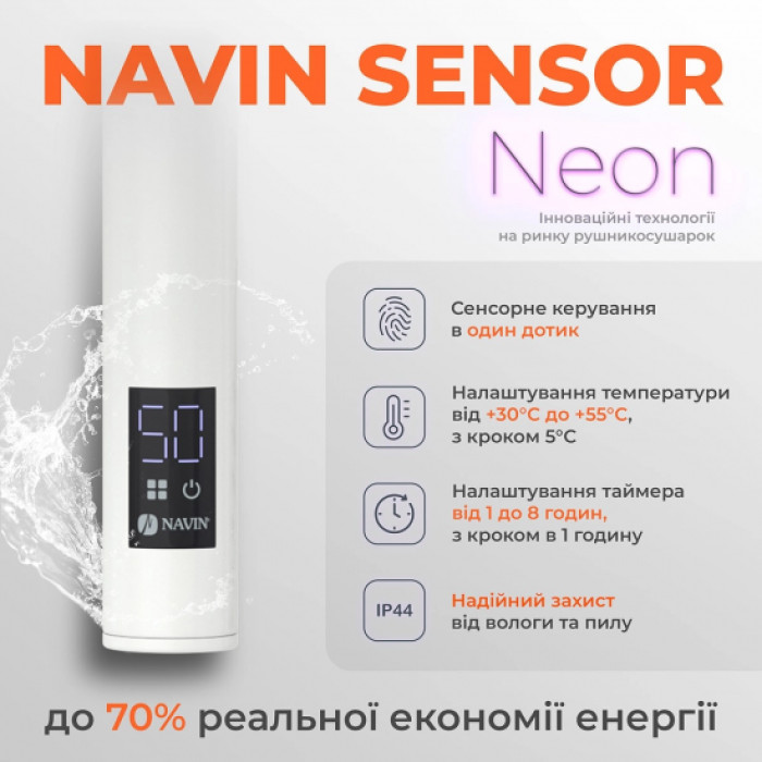Рушникосушка Navin електрична Блюз, 600х480х123мм, таймер-регулятор, сталь, білий, праве підключення