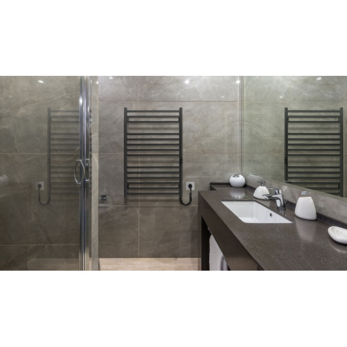 Рушникосушка Hygge Family електрична Greenwich, 770х530х80мм, таймер-регулятор, сталь, чорний матовий