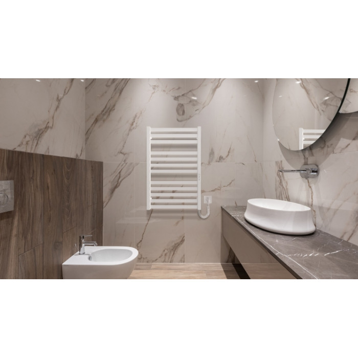 Рушникосушка Hygge Family електрична Oxford, 770х530х80мм, таймер-регулятор, сталь, білий матовий