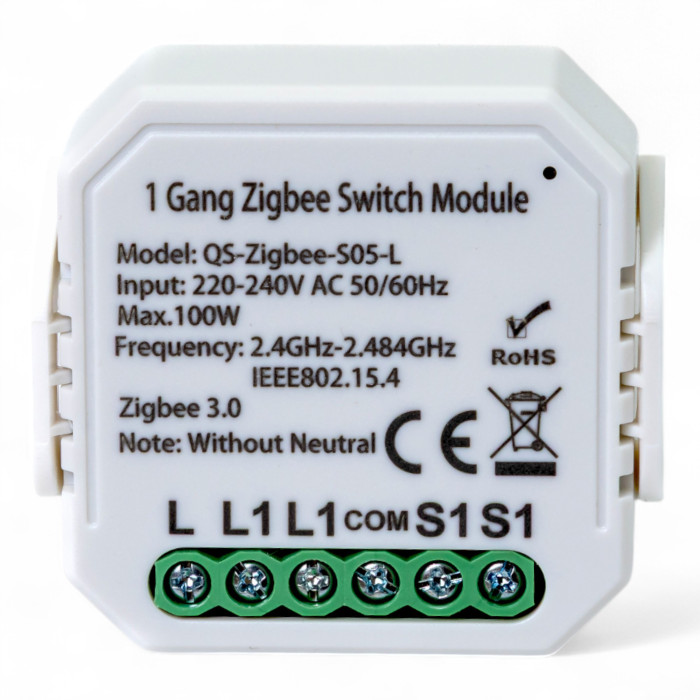 Розумний вимикач Tervix Pro Line ZigBee Switch (1 клавіша), без нуля (432141)