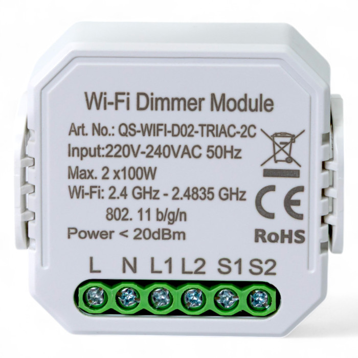Розумний вимикач - регулятор Tervix Pro Line WiFi Dimmer (2 клавіші) (436421)