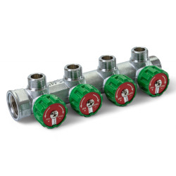 Розподільча гребінка з регулюючими вентилями 4 контури 3/4''x3/4", латунь, Tervix Pro Line WD (394012)
