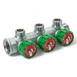 Розподільча гребінка з регулюючими вентилями 3 контури 3/4''x3/4", латунь, Tervix Pro Line WD (393012)