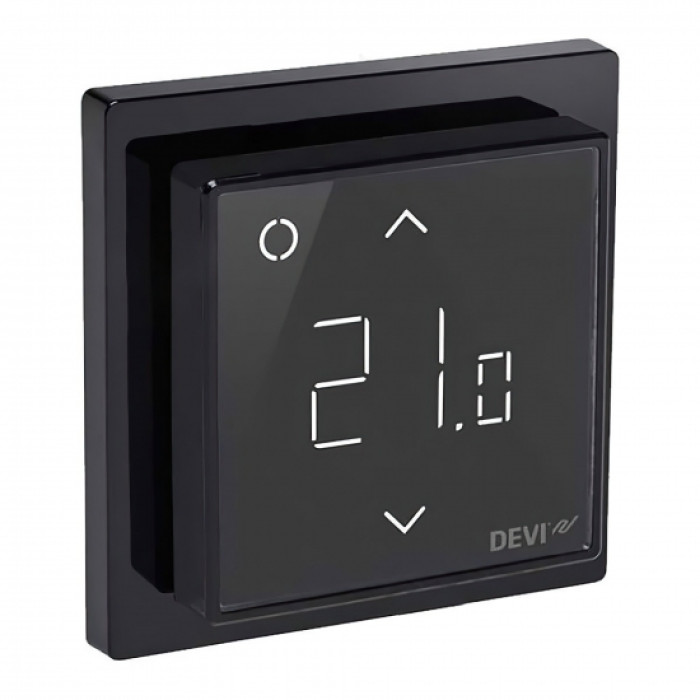 Терморегулятор Devi Devireg Smart +5...45° электронный Wi-Fi встроенный проводной датчик 16A 230В черный