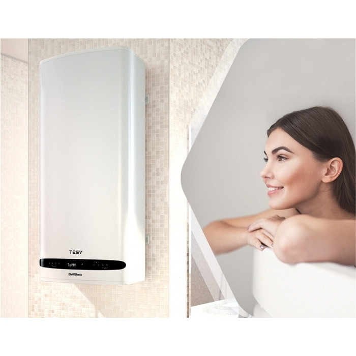 Водонагрівач електр. TESY Bellislimo Cloud плаский GCR 502722 E31 ECW Wi-Fi, 50л, 2,2кВт, ун. монтаж, електр. кер-ння, B, білий